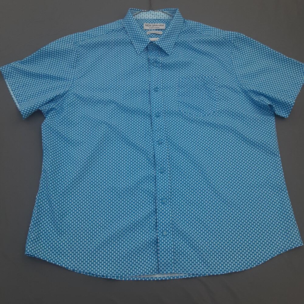 Nick Graham Everywhere Men’s 2XL Stretch Modern Fit Long Sleeve Blue Geometric